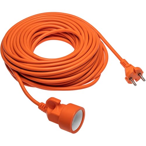 GTV - Verlängerungskabel 10m für Außen 230V Outdoor Stromkabel mit Schuko-Stecker 2x1 0mm wetterfest orange Strom Verlängerungskabel für Garten und Außenbereich