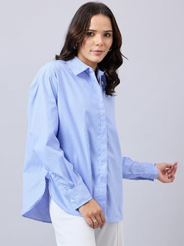 Image of Style Quotient Women Solid Smart Casual Oversized Polycotton Shirt