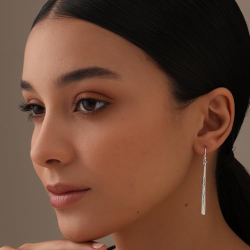 LeCalla 925 Sterling Silver Earrings | Tapered Wrinkle Design | Lightweight Statement Hammered Teardrop Earrings for Women | Textured Drop Dangle Jewelry Gifts2