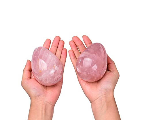 Image of AMOYSTONE Large Natural Rose Quartz Crystal Egg for Healing and Reiki Practice, Home Decor Stone with Base, 3-3.5 Inch, One-of-a-Kind Formation for Living Room or Meditation Area