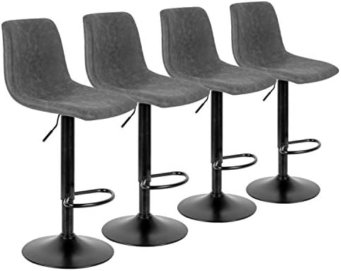 ORISTUS Set of 4 Counter Height Bar Stools,Swivel Bar Stools with Backs Pu Leather Height Adjustable Modern Kitchen Counter Height Bar Stool Chair with Black Base,for Pub Bistro Kitchen island Counter