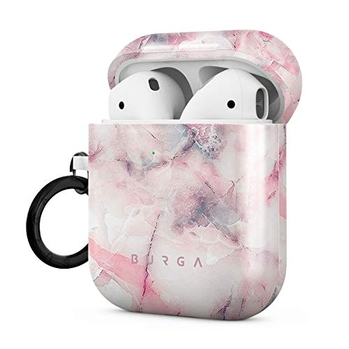 Burga Coque Rigide pour AirPods, Compatible avec Boîtier de Charge pour Apple AirPods 2 & 1, Rose Marbre Coleur Raspberry Jam Pink Candy Marble, Coque de Protection en Plastique Rigide