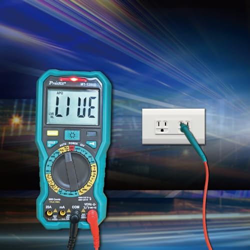Multimètre numérique True-RMS Pro'sKit MT-1280D avec détection de fusible et rétroéclairage