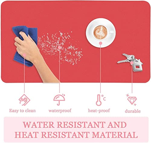 Image of Mouse Pad, Desk Mat, Large Leather Desk Pad, PU pad Waterproof Mouse Pad for Laptop, Office Table Protector Blotter Best Gifts (80 x 40 cm, Red)