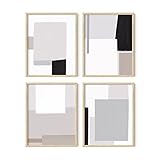 Photo Gallery haus and hues set di 4 stampe artistiche da parete astratte minimaliste, stampe moderne nere, bianche e grigie, decorazione estetica neutra per la casa (cornice beige, 28 x 35 cm) Photo Gallery haus and hues set di 4 stampe artistiche da parete astratte minimaliste, stampe moderne nere, bianche e grigie, decorazione estetica neutra per la casa (cornice beige, 28 x 35 cm)