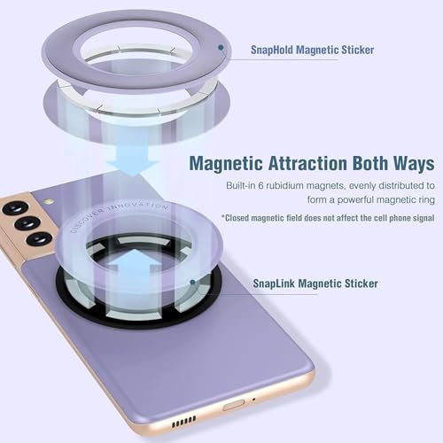 Image of Nillkin Combo of SnapLink (On Phone) + Snapshold (Wall Mount) Magnetic Sticker Converts Any Phone to Magsafe Enabled Strong Adhesion Purple Color