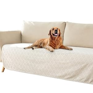 fuguitex Waterproof Dog Blanket Bed Cover Dog Crystal Velvet Moroccan Fuzzy Cozy Plush Pet Blanket Throw Blanket for Couch Sofa(30 * 70 inch, Cream+Grey)