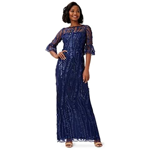 Adrianna Papell Long Floral Sequin Dress Cover