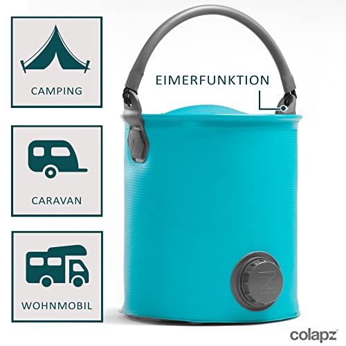 Colapz Faltbare Gießkanne & Eimer für Frischwasser – BPA-frei, Tragbar für Camping, Zelt, Festival, Wohnmobil & Wohnwagen – Praktische Outdoor Wasserkanne für Garten und Reise - Blau