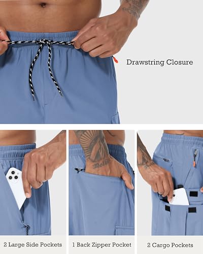 Image of Men's Cargo Shorts Quick Dry Lightweight Stretch Hiking Shorts for Men with 5 Pockets No Lining