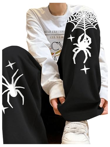 SHENHE Men's Graphic Sweatpants Spiderweb Print Drawstring Low Rise Y2k Pants Streetwear2