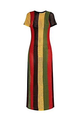 Clossy London Cotton Crochet Rasta Maxi Dress Work Fishnet Bikini Cover up2