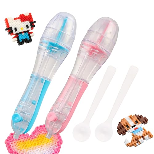 2.6mm Fuse Beads Pen High Capacity & Transparent 2PCS Fuse Bead Dispenser Perler Bead Tools for Holiday Home DIY Parent-Child Interaction and Kids Crafts Boosts