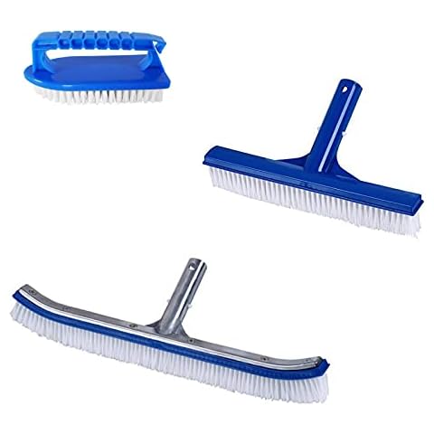 well2wellness® Pool Bürsten Poolbürsten Beckenbürsten Set Mit Großer Alu-Beckenbürste, Schmaler Kunststoffbürste und Handbürste Cover