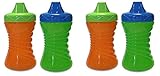 Gerber Graduates 10 Ounce Fun Grips Hard Spout Sippy Cup, 4 Count, Green/Orange
