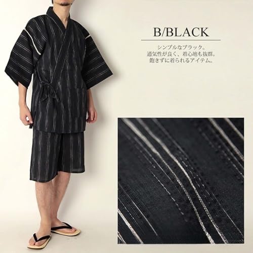 ZEALMAX Kimono Traditional Japanese Style Pajamas Set Shirt and Shorts, Men's Cotton Linen Loungewear Bathrobe Casual Clothes Multicolor2