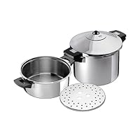 Kuhn Rikon Pressure Cooker Set, 4L and 6L (24cm) Duromatic Inox Food Steamers with Side Grips. Multi Cooker Hotpot with Auto Lock Lid. Stainless Steel Pot – 10 Year Kuhn Rikon Cookware Guarantee
