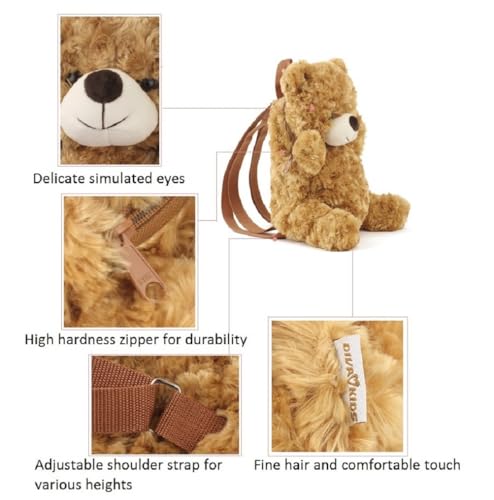 Image of Women Animal Teddy Bear Plush Backpack with Adjustable Straps (BB)