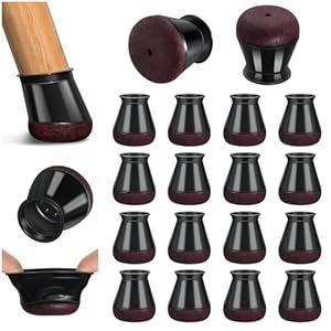 Chair Leg Floor Protectors, 16 Pcs Extra Small Black Silicone Chair Leg Covers Caps for Hardwood Floors with Wrapped Felt, Furniture Feet Protectors Pads (Fit:15-20mm)