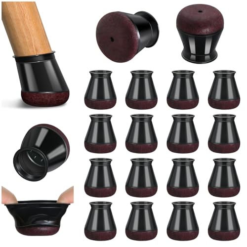 Protector Patas Sillas, 16 Piezas Protectores de Suelo para Patas de Silla, Silicona Tapas de Piernas de Silla con Almohadilla de Fieltro Engrosada, Antiarañazos, Reducción de Ruido(Negro)