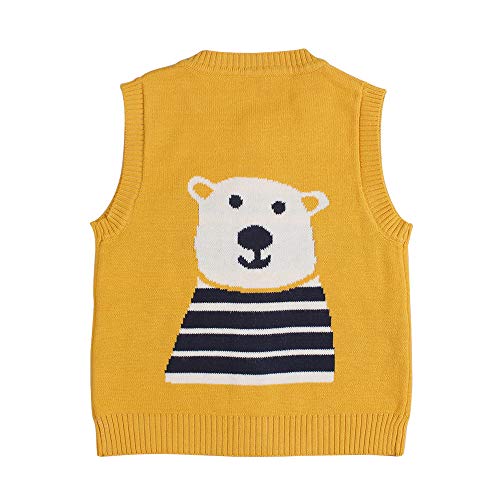 Suéter de bebê urso colete infantil meninos meninas fecho de botão sem manga gola redonda pulôver al