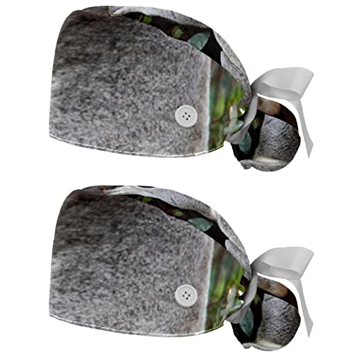 Chapeau de travail koala respirant en lot de 2 casquettes bouffantes mixtes