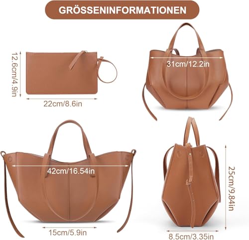 TIAASTAP Groß Handtasche Damen Tote Bag Kunstleder Shopper Tasche Elegante Schultertasche Henkeltaschen Handbags für Uni Einkaufen Reisen