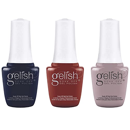 Gelish Mini No Boundaries Collection 9mL Soak Off Gel Color Nail Polish Set w/ Keep Em Guessing, Laying Low, & Afternoon Escape (3 Pack)