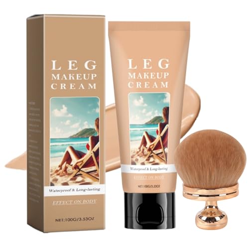 Kyne Leg Perfector Kyne Skin Perfecting Body Foundation mit Pinsel Körper Bein Make Up Wasserfest Tattoo Make up Cover Wasserfest Leicht Aufzutragen Deckendes Makeup für Reife Haut (Natürlich)