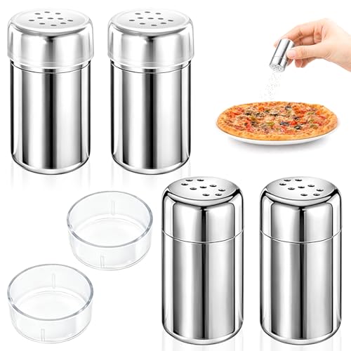 Mini Stainless Steel Spice Jars 4 Pack, Portable Seasoning Containers with Clear Lid, Reusable Spice Bottles for Travel BBQ Picnic and Kitchen Use