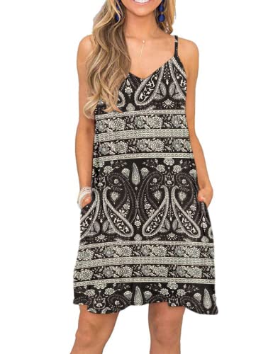 MISFAY Strandkleid für Damen Sommer Spaghetti Trägerkleid Lässiges...