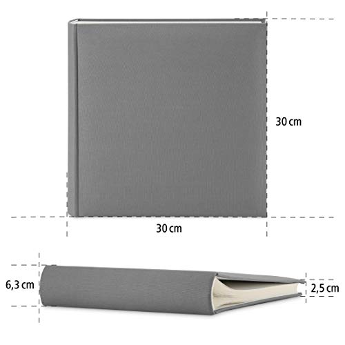 Hama Fotoalbum mit Stoffeinband 30x30 cm (Jumbo Fotobuch mit 100 weißen Seiten, Photoalbum mit Pergamin-Trennblättern, Album zum Selbstgestalten und Einkleben) grau – Bild 7