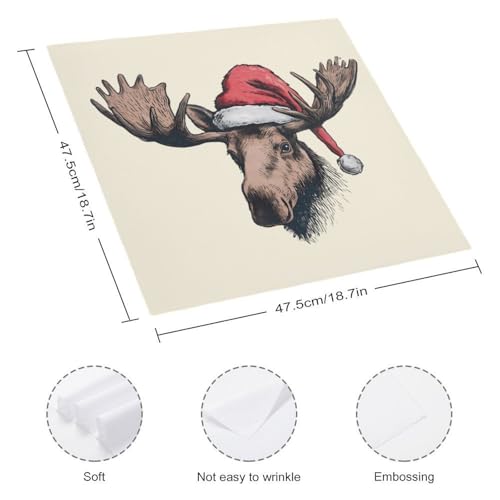 Servilletas de mesa de alce de Navidad de tela reutilizable y formato cuadrado 3