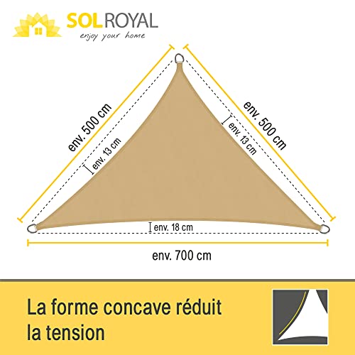 Voile d'ombrage triangulaire 5x5x7m Sol Royal imperméable pour extérieur