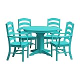 Keystone Amish Co. Poly Composite Josie 5-Piece Dining Set with Round Table, with Arms, Aruba