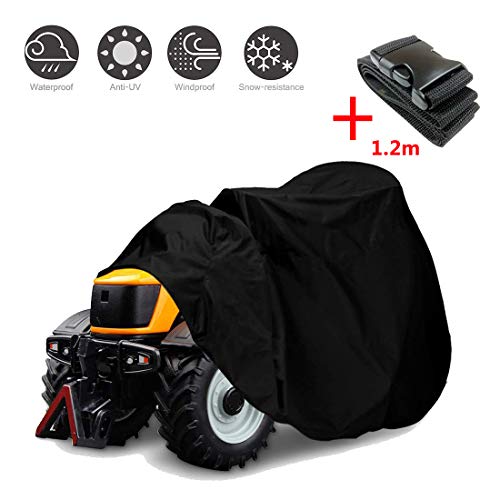 SUNDUXY Waterproof Lawn Mower Cover Waterproof ATV Cover, 210D Oxford Black Protects 4 Wheeler From Snow Rain or Sun, Large Universal Size Fits up to Most Quads,XS