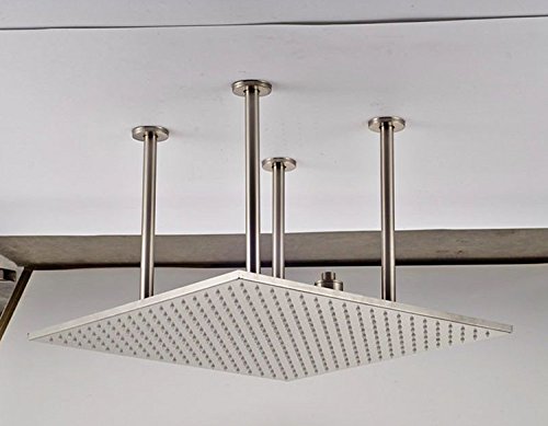 Pulvérisateur de douche nickel brossé avec bras de plafond Gowe pour salle de bain