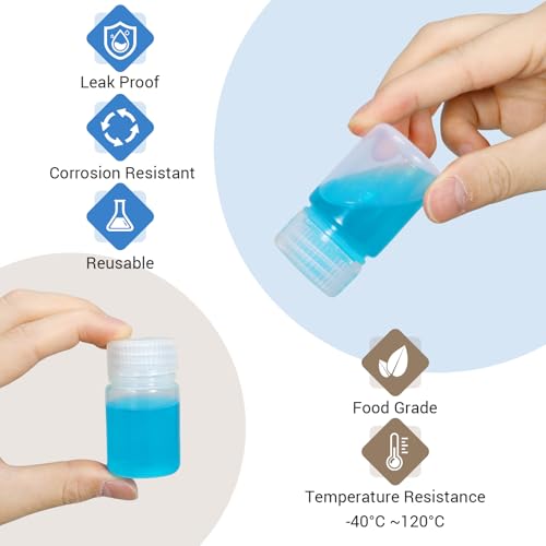 Image of Small Pill Bottle, Empty Medicine Bottles with Screw Caps for Pills Capsules Vitamins, Food Grade Plastic Medicine Containers with Labels for Travel (Clear&Translucent, 1oz /30ml, 8 Pcs)