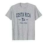 Le drapeau du Costa Rica bleu marine avec un look rétro vieilli et usé est disponible sur les t-shirts à manches longues pour hommes, femmes et enfants. Cadeaux uniques pour un premier compagnon et équipage de capitaine.