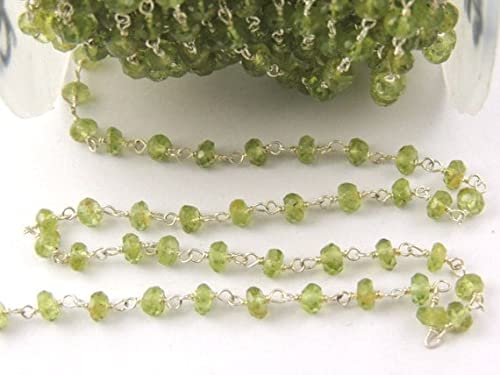 Chaîne rosaire péridot en argent 925 fait main pour bijoux délicats