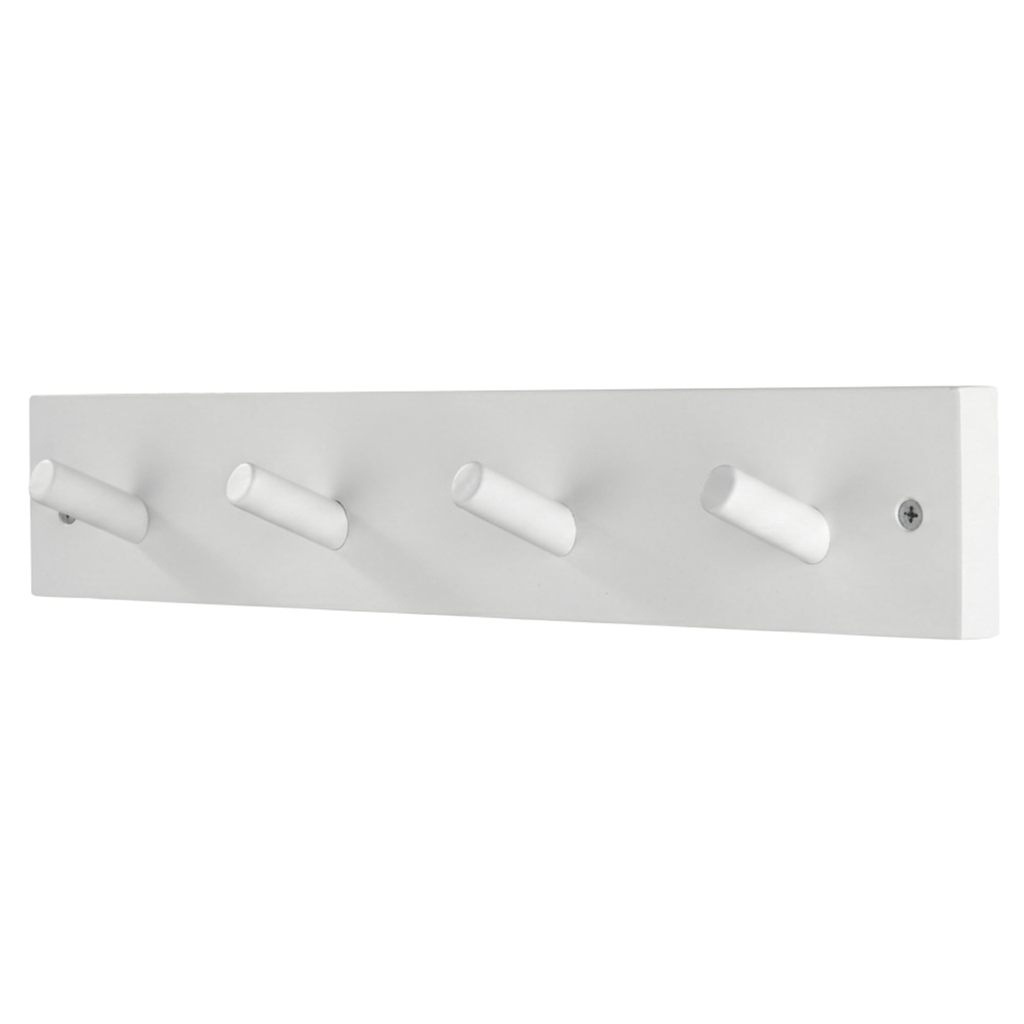 keypak Wooden Coat Hooks –White Wall-Mounted Coat Rack – 46 cm Modern Wooden Hook Rail with 4 Heavy-Duty Hooks for Coats, Jackets & Hats – Includes Fixings for Easy Installation