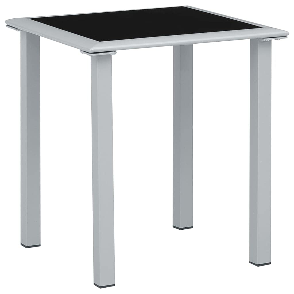 Zestaw 2 leżaków, aluminium, czarny, tekstylen, ze stołem z hartowanego szkła, do użytku na zewnątrz, na taras, do ogrodu, basenu