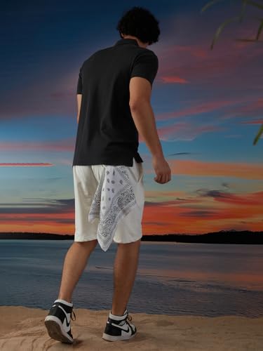 Image of Men's Solid Cotton Polo Collar Casual Slim Fit T-Shirt | Black Solid Polo Collar Cotton T-Shirt (MTS9BK77 X-Large)