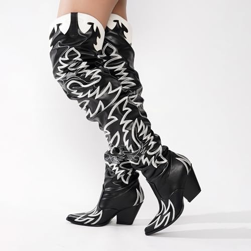 Cape Robbin Women's Western Thigh High Over The Knee Cowboy Cowgirl Boots - Chunky Block Heel Fashion Boots for Women (KELSEY-21)3