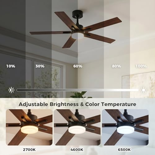 Image of Obabala Ceiling Fan with Light 52 Inch, DC Motor Ceiling Fan with Remote and APP Control, Dimmable LED Color Changing, Reversible Quiet Fan for Bedroom Living Room Indoor Outdoor, Modern