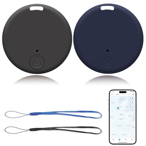 2PCS Traceur GPS Bluetooth 5.2 Compatible iOS Android Via App, Localisateurs D'Objets Intelligent Alarme Sonore pour Clés, Portefeuille, Sac, Animaux, Valise Objets, Portée 15m, Batterie Remplaçable