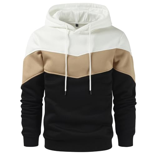 Gesean Men's Novelty Color Block Pullover Fleece Hoodie Long Sleeve Casual Sweatshirt with Pocket
