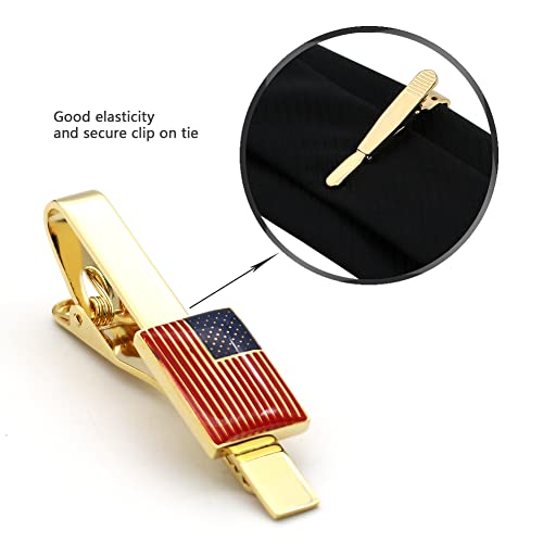 Image of US Flag Tie Clip Clothing Accessories for Weddings, Busiess Meetings, Officers, Government Departments, Pilots, Soldiers, and Military Friends American Flag Tie Clip