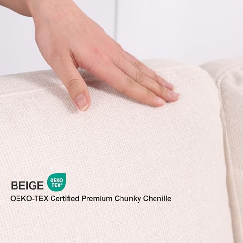 Image of Sectional Couches for Living Room FSC Certified Chenille Modular Couch Oversized Cloud U Shaped Convertible Sleeper Sofa Chaise Detachable Armrest Cushion (Chenille Beige, 8 Seat Sleeper)
