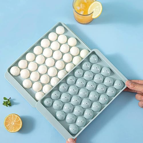 Image of AIG 33 Cavity Ice Cube Tray for Freezer, Round Ice Cube Tray with Spill-Resistant Lid, Easy-Release Reusable Ice Mold for Drinks & Beverages (Pack of 2)